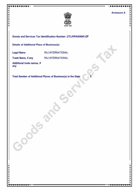 Raj International Certificate